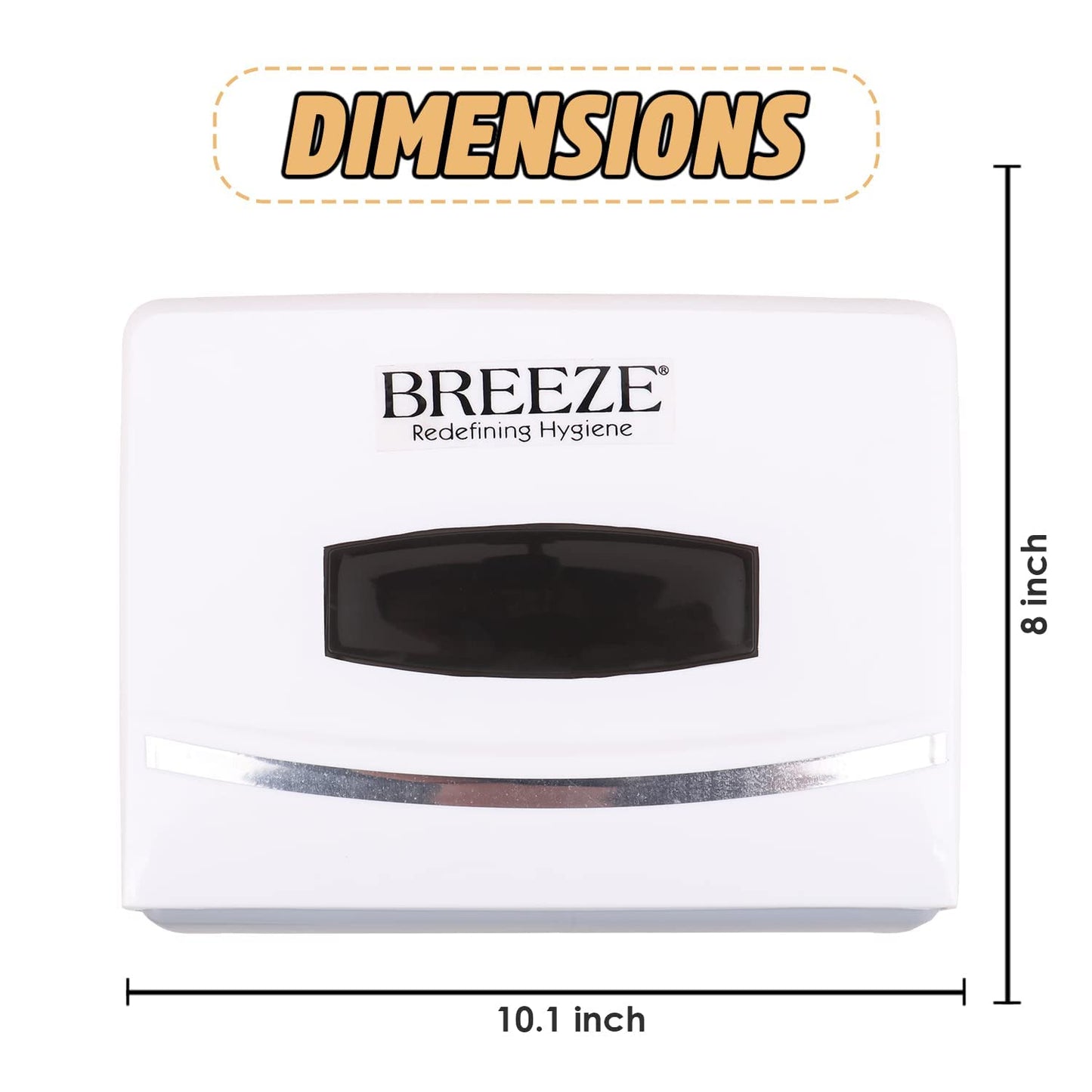 BREEZE BRE038 Paper Dispenser - M-fold Towel Tissue Holder Box for Kitchen, Bathroom, Bedroom & Office, with Lock Design - 2 Packet Capacity, White