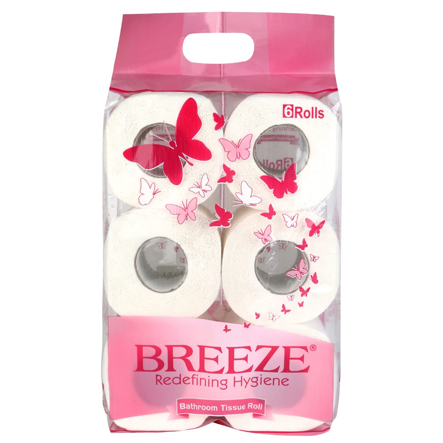 Breeze BRE005 2 PLY Toilet Tissue Paper - Mega & Family Sanitary Rolls, 3X Thicker, Extra Soft, Highly Absorbent - Pack of 6, 11 x 10 cm