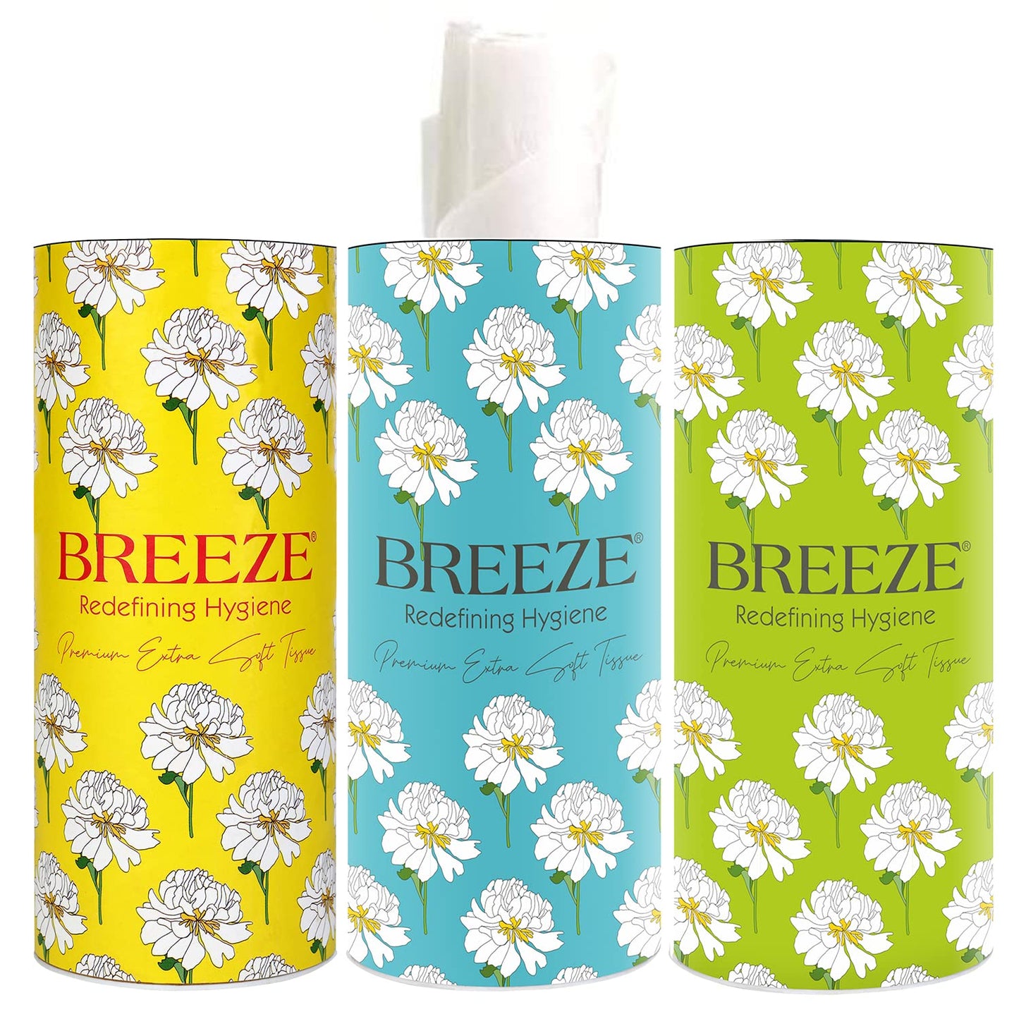 Breeze® 2 Ply Facial Tissue Soft Wipe & Disposable for Kitchen Car Office & Home Use 60 Pulls in Each Box (Pack of 3, Multicolor)