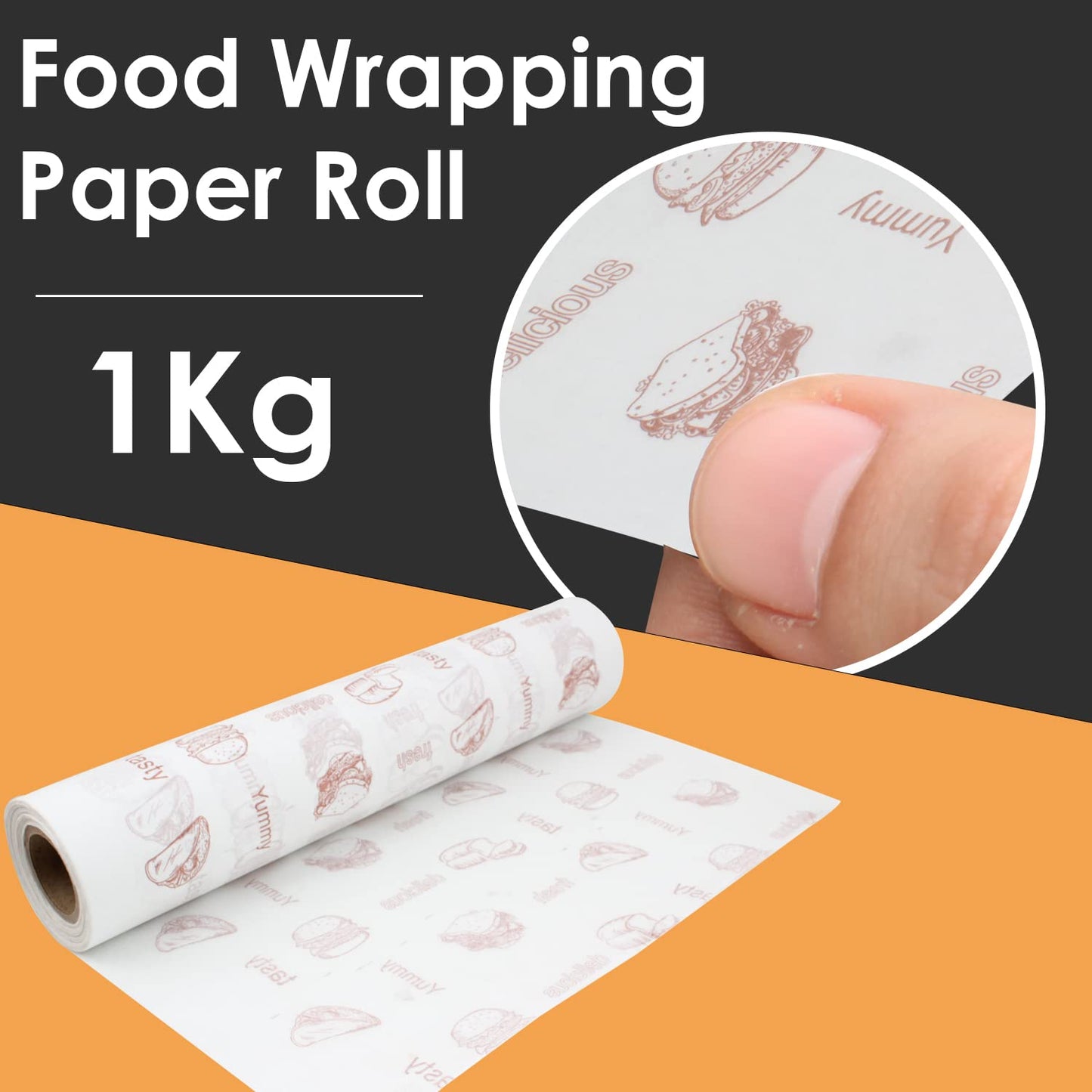 Breeze Food Wrapping Paper Roll Elegant Design with Grease Resistant Material Ideal for Parties, Picnics & Daily Dining Purpose (1 kg Pack)