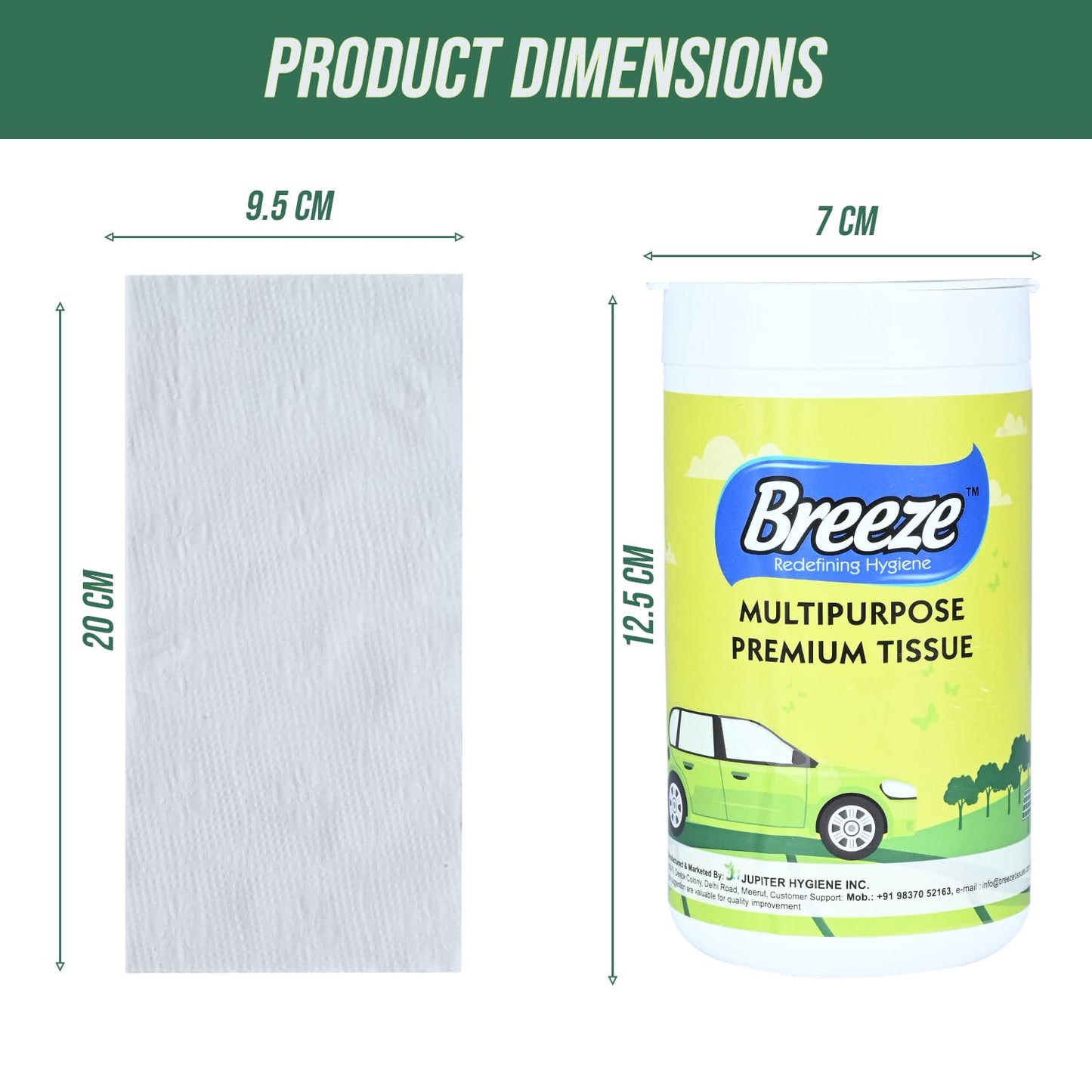 Breeze 2-Ply Tissue Paper Multipurpose Sheets - 50 Pulls, Pack of 5 (1 Canister + 4 Refills)