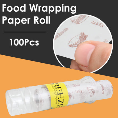 BREEZE Food Wrapping Paper Sheets Elegant Design with Grease Resistant Material Ideal for Parties, Picnics & Daily Dining Purposes -100 Sheets Jar