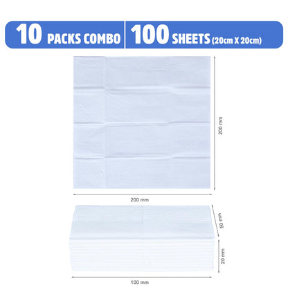 Breeze® Pocket Dry Tissue Soft Paper 100 Plain Sheets (Pack Of 10, Size 200 x 200 mm)