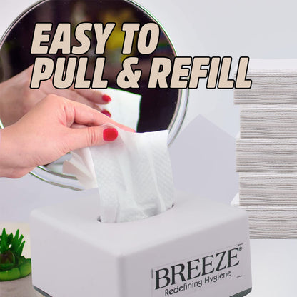 BREEZE BRE037 2Ply Facial Tissues - Soft Wipe & Disposable for Kitchen, Cars, Office & Home Use - 5 Refills, 300 Pieces, Rectangular Box