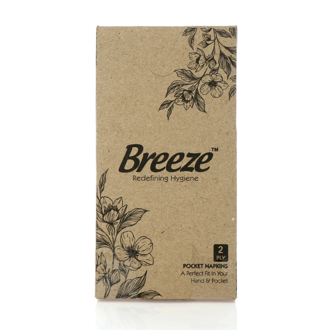 Breeze 2-Ply Pocket Napkins Tissue Paper 100 Dotted Sheets (Pack Of 5, Size 30 x 30 cm)