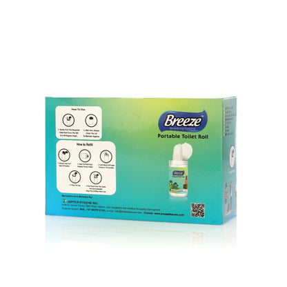 Breeze 2-Ply Portable Toilet Roll - 50 Pulls, Pack of 5 (1 Canister + 4 Refills)